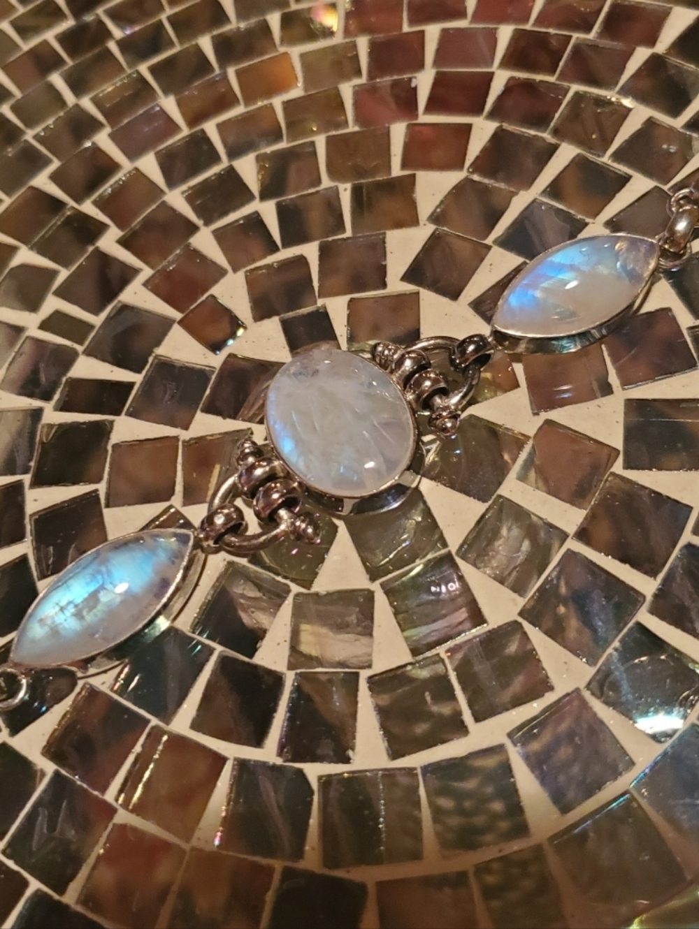 ♡Magical Fairy-tale Rainbow Moonstone & 925 Sterling Silver Bracelet~Vintage - Picture 15 of 16